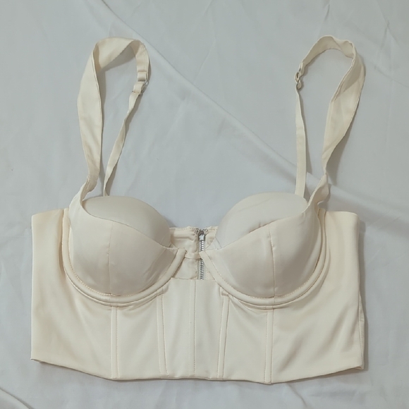Oh Polly Tops - Oh Polly Bustier Bra Top, Color Cream, Size 6